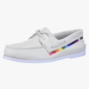 Sperry Men's Authentic Pride White Rainbow Boat Shoes unisex 10.5 M 12 W NIB